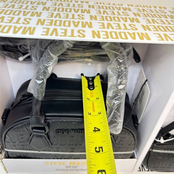 Steve Madden Gift Set Black Crossbody & Mini Satchel Bag Charm - Picture 8 of 9